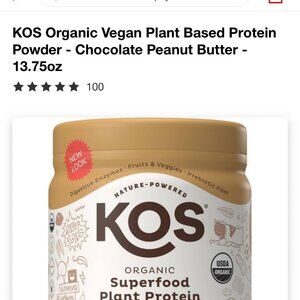 Kos Organic Superfood Plant Protein Powder Chocolate Peanut Butter